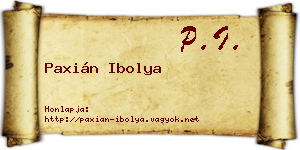 Paxián Ibolya névjegykártya